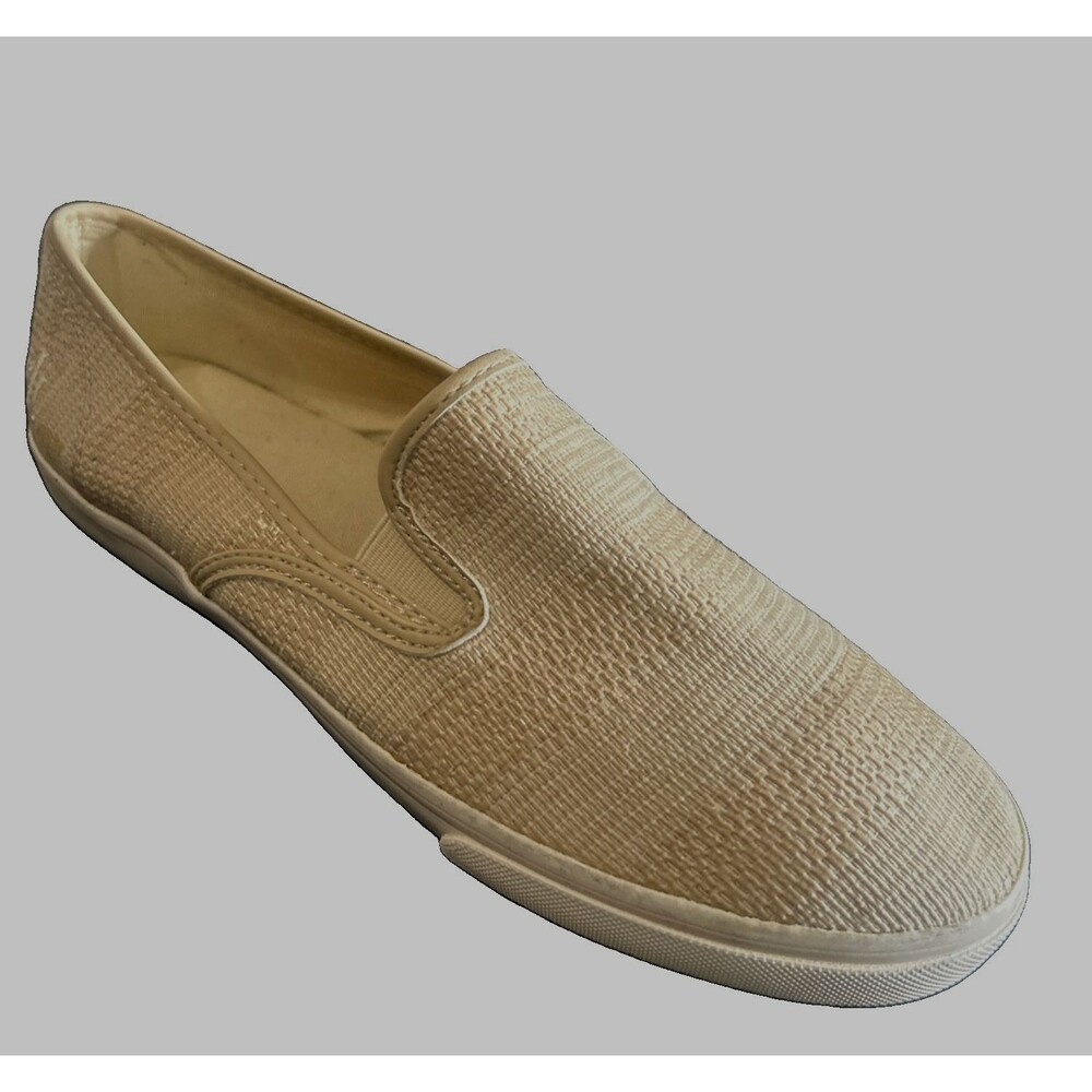 Lauren Ralph Lauren Janis Womens 9B Textured Faux Straw Beige Slip On Sneaker